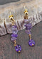 GOLD PLATED CLUSTER AMETHYST DROP EARRINGS