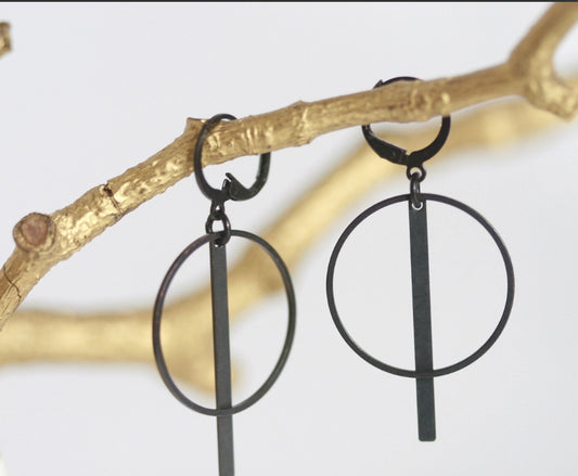 KAIKO - GEOMETRIC BLACK BRASS EARRINGS - MADE IN IRELAND