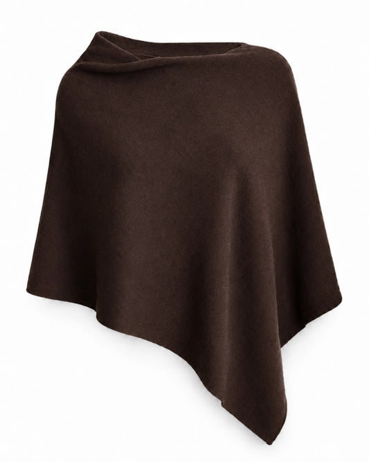 CASHMERE & MERINO WOOL PONCHO - BROWN