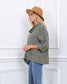COWL COLLAR LINEN TOP - 10-16 - KHAKI