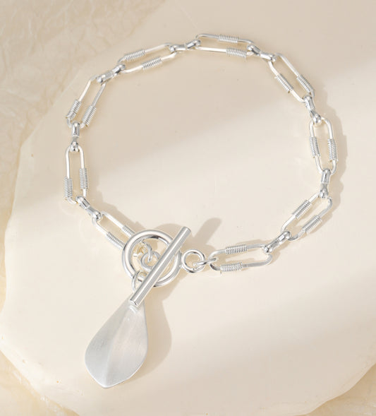 T-BAR TEARDROP BRACELET- SILVER