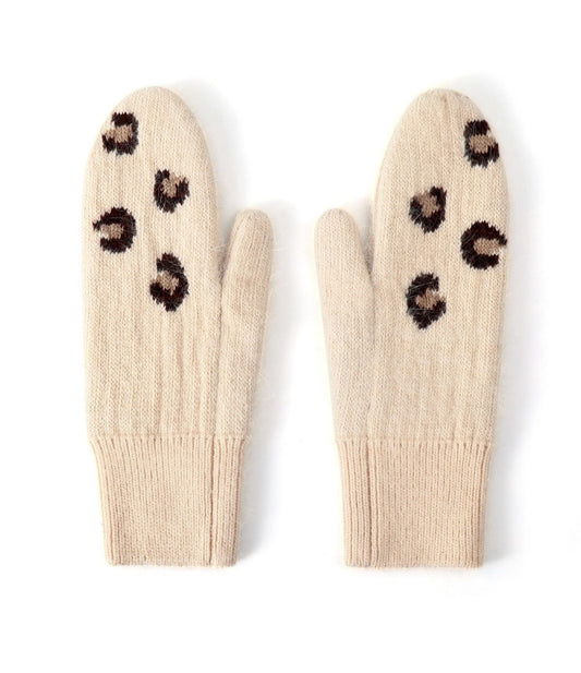 CASHMERE ANIMAL PRINT MITTENS