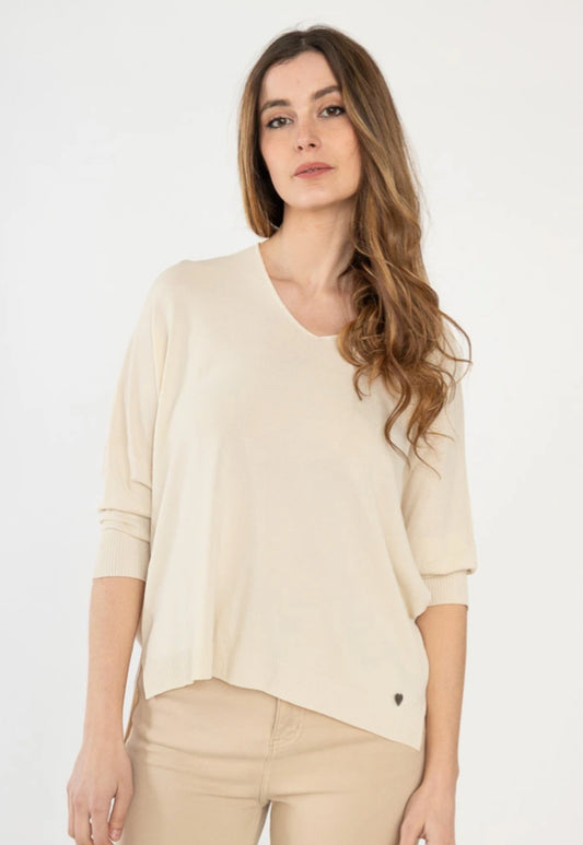 *SALE* V-NECK FINE KNIT - 8-16 - BEIGE