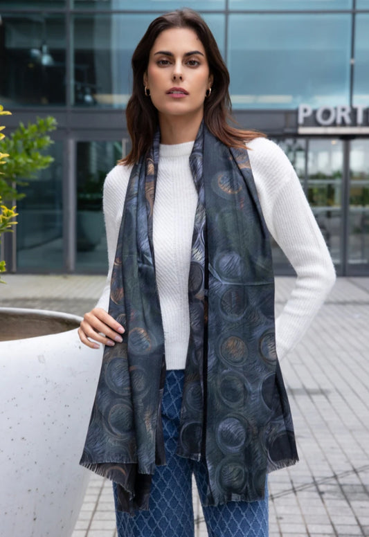 CIRCLE PRINT LIGHT SCARF