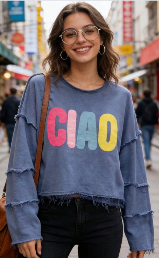 CIAO COTTON SWEATSHIRT- 8-14 - BLUE