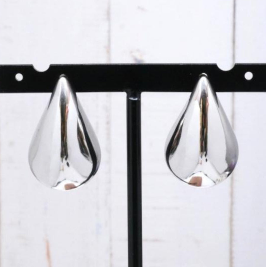 ANGLED TEARDROP EARRINGS- SILVER