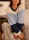 STRIPE FRILL TRIM KNIT - 10-16 - BLUE