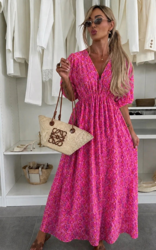 COTTON CHESSECLOTH DRESS - 10-16 - FUSCHIA
