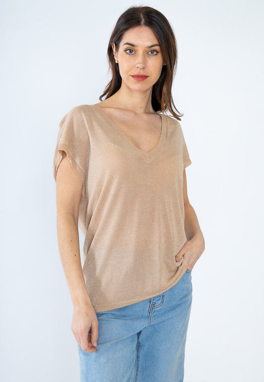 LUREX TEE - 8-12 - BEIGE