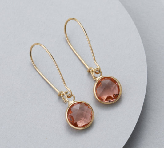 CIRCLE LONG CRYSTAL EARRINGS - AMBER