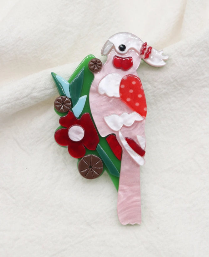 RESIN PARROT PIN BROOCH