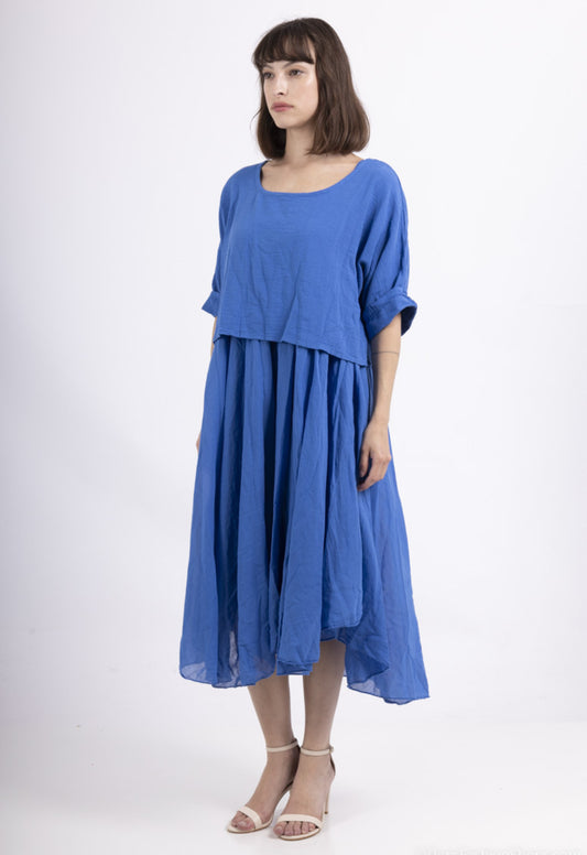 COTTON 2 PART DRESS - 8-14 - COBALT BLUE