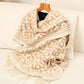 TAUPE/CREAM PRINT FRINGED SCARF