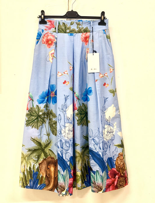 FLORAL PRINT COTTON SKIRT - 8-12/14 - BLUE