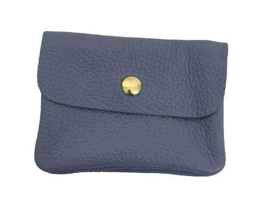 LEATHER CARD WALLET - DENIM BLUE