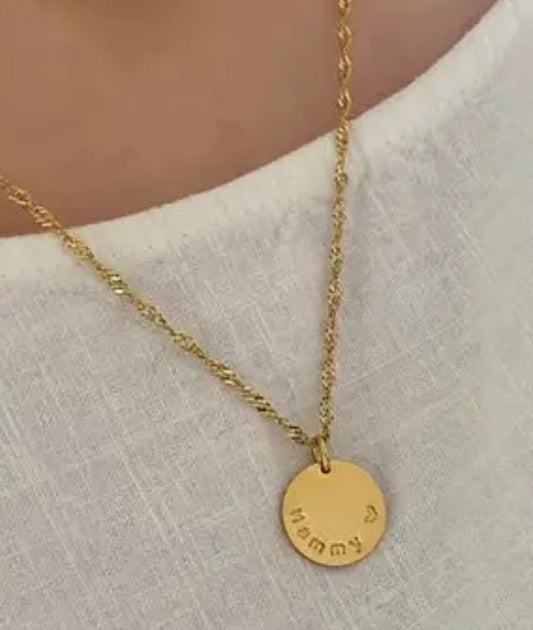 ‘MÁTHAIR’ ENGRAVED DISC PENDANT - 18CT GOLD - MADE IN IRELAND