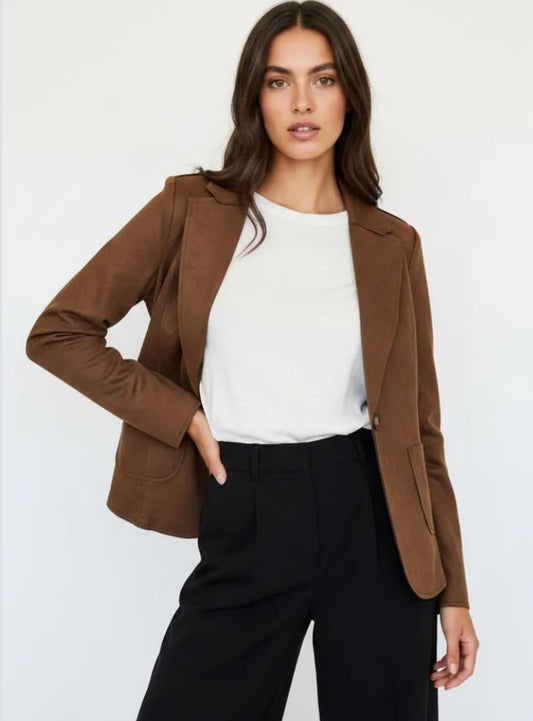 SUEDETTE BLAZER - 10-16 - CHOCOLATE