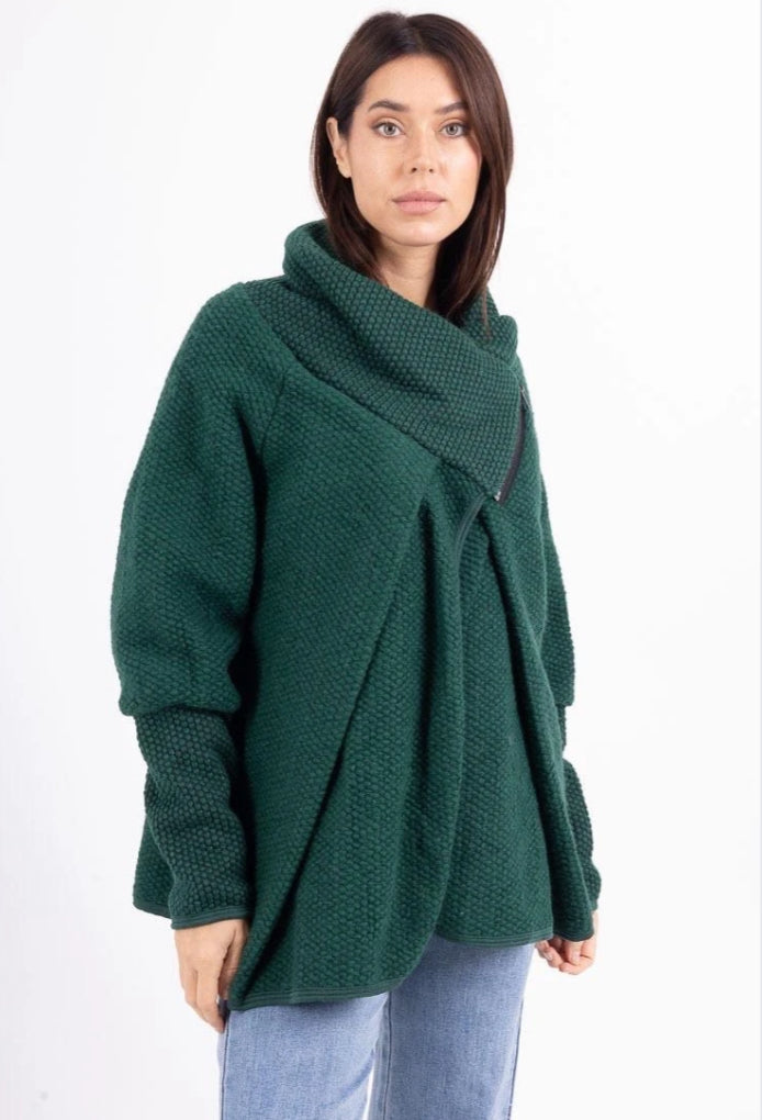 ASYMMETRIC ZIP JACKET - 10-16 - GREEN