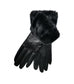 LEATHERETTE FUR TRIM GLOVES - BLACK