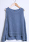 COTTON/LINEN SLEEVELESS TOP - 10-16 - DENIM BLUE