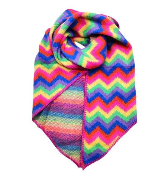 CHEVRON KNIT SCARF - RAINBOW