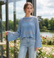 COTTON BLEND CROCHET KNIT - 10-16 - BLUE
