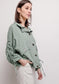 LINEN BLEND RUCHED SLEEVE JACKET - S-XL