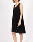 COTTON/LINEN BLEND BUTTON DETAIL DRESS - 8-12 - BLACK