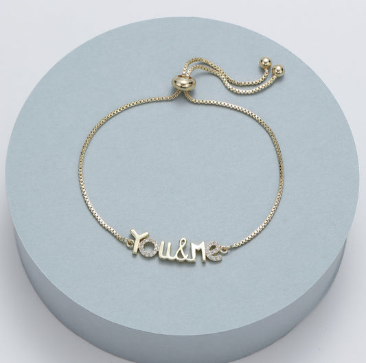 GOLD ‘YOU & ME’ CRYSTAL TOGGLE BRACELET