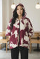 WOOL BLEND COW PRINT HOOD COAT - 12-18 - BURGUNDY