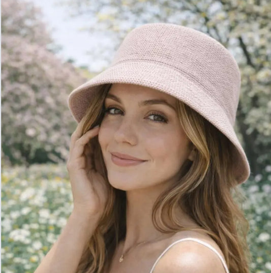 WOVEN BUCKET HAT - PINK