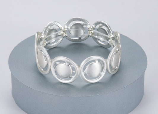 DISC BANGLE - ELASTIC - SILVER