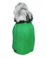 FLEECE LINED KNIT HAT WITH REMOVABLE POM - GREEN