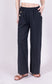 COTTON/LINEN BLEND BUTTON DETAIL PANTS - 8-14 - BLACK