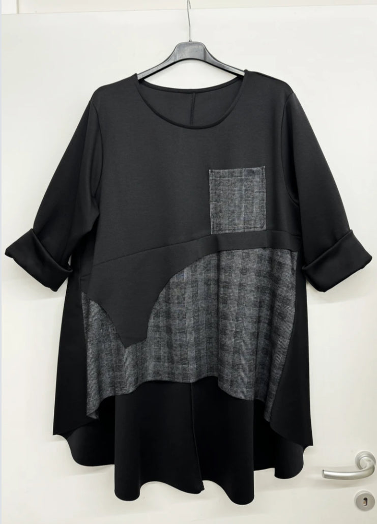 OVERSIZED POCKET TUNIC - 14-20 - BLACK