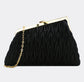 PLEAT ASYMMETRIC OCCASION BAG - BLACK