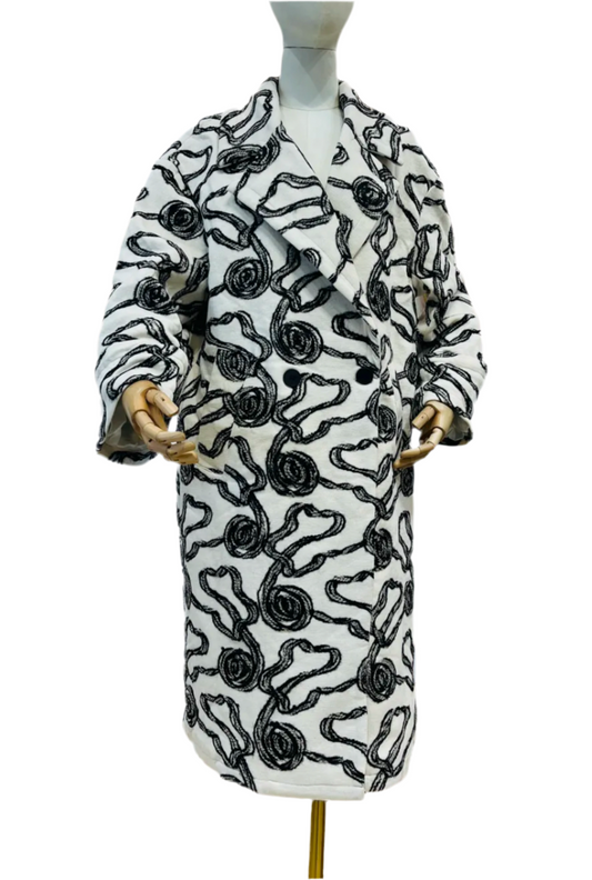 FELT EMBROIDERED MONOCHROME COAT - S,M & L