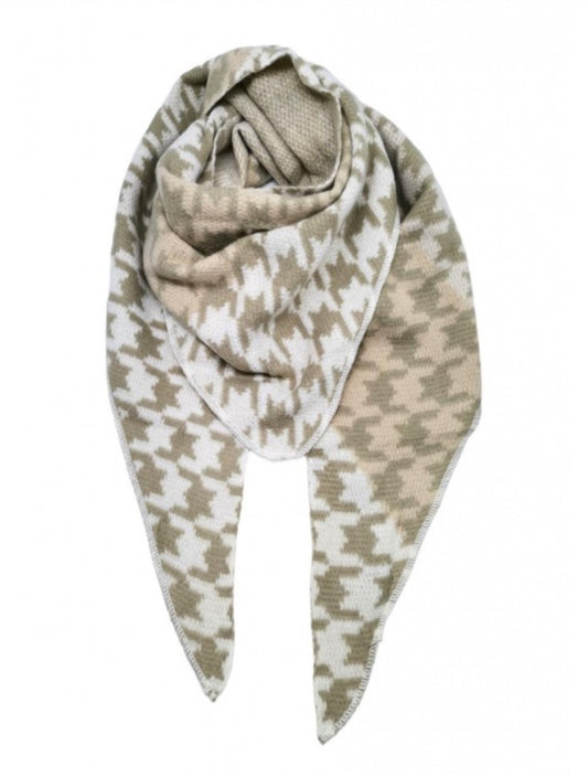 HOUNDSTOOTH TRIANGLE SCARF - NEUTRAL