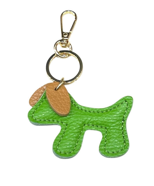 PADDED LEATHER DOG KEYRING - LIME