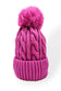 FLEECE LINED POM HAT - FUSCHIA