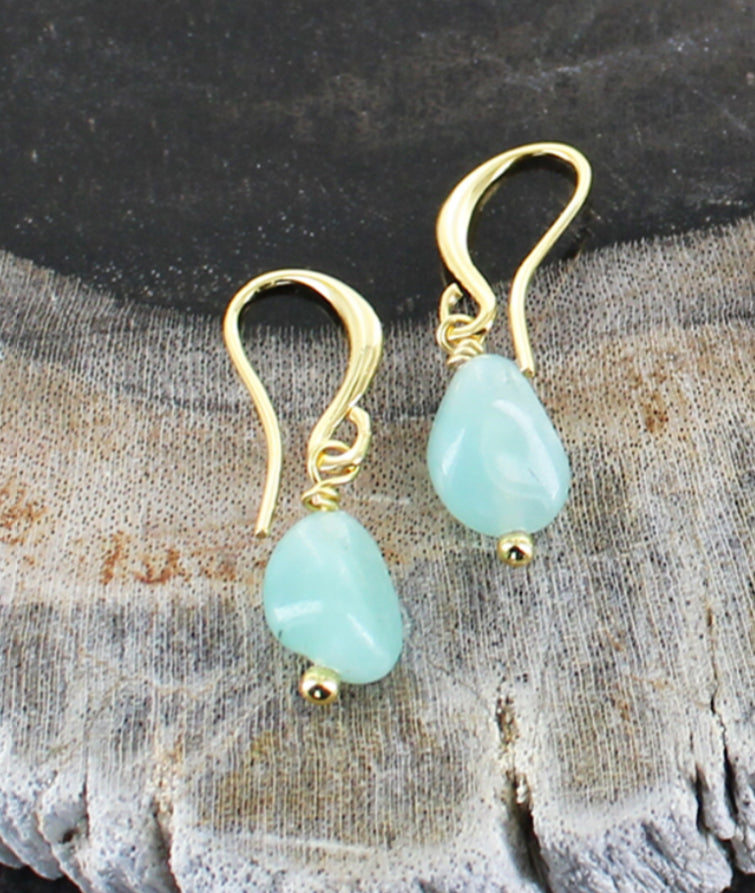 GOLD PLATED AMAZONITE DROP EARRINGS