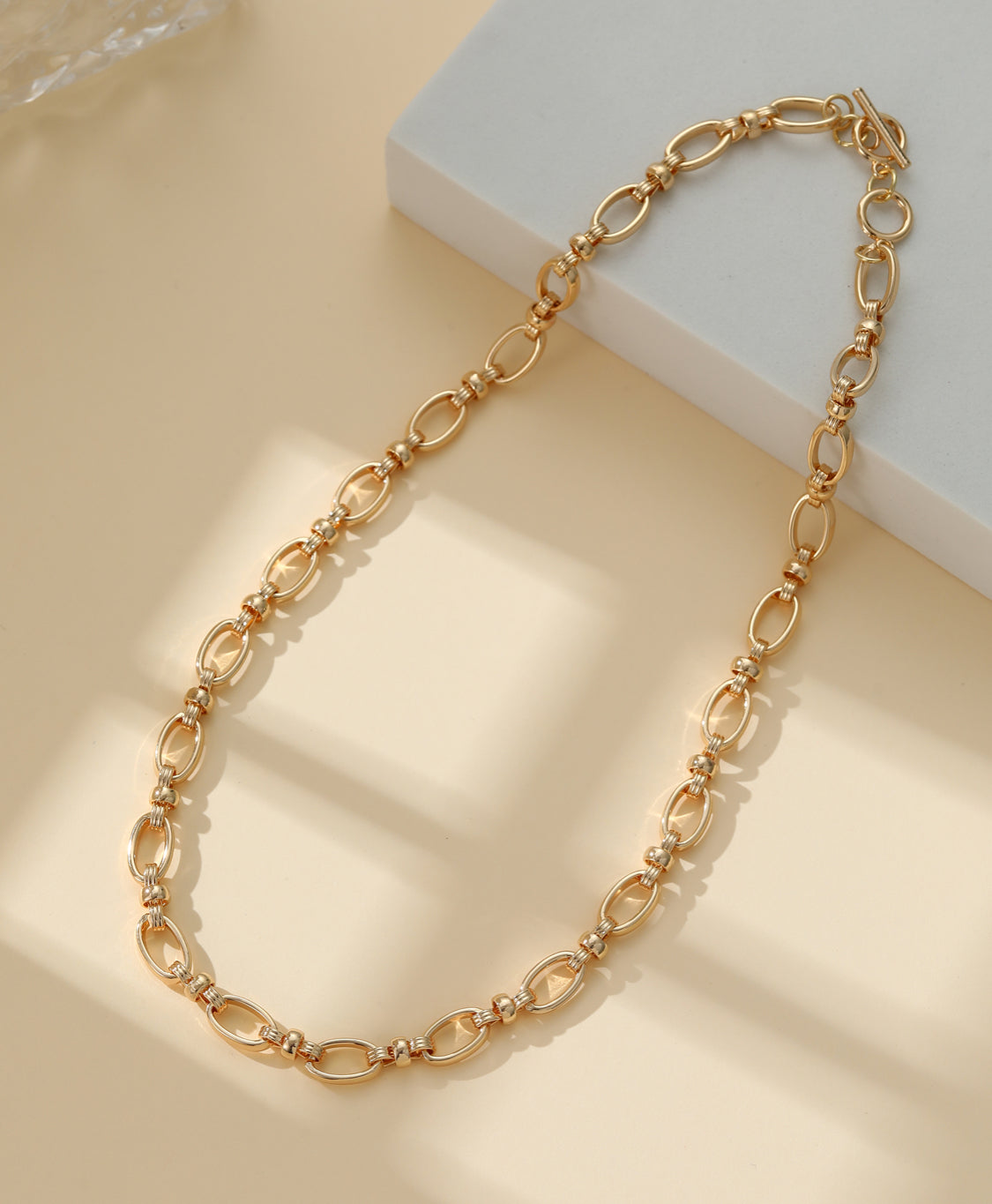 T-BAR BALL LINKS NECKLACE - GOLD