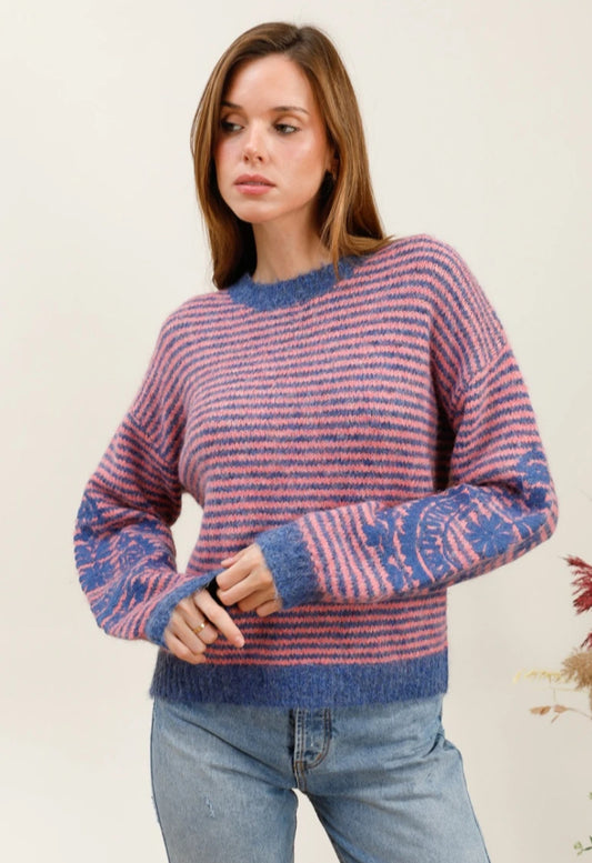 FLOWER EMBROIDERY SLEEVE KNIT - 10-16