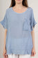 MESH COTTON/LINEN BLEND POCKET TOP - 10-16 - BLUE