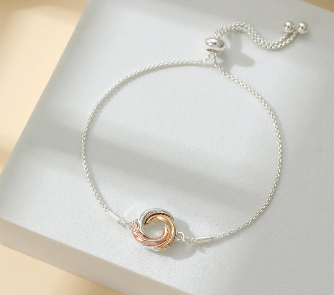 TWIST CIRCLE TOGGLE BRACELET - SILVER, GOLD & ROSE GOLD