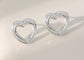 DOUBLE HEART STUD EARRINGS - SILVER