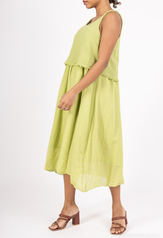 COTTON LAYERED DRESS - 8-12 - LIME