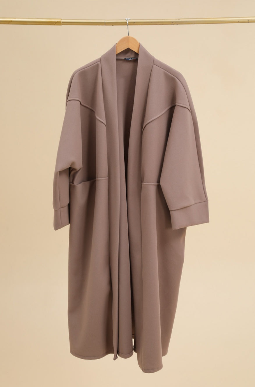 WOOL BLEND COAT - MOCHA - FREE SIZE