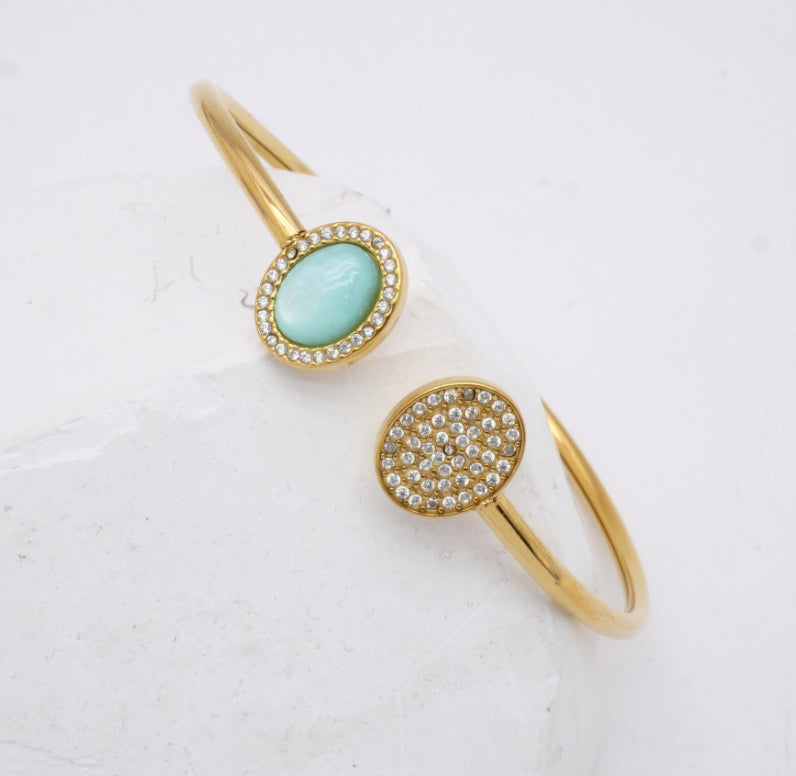 CRYSTAL STONE BANGLE - AQUA