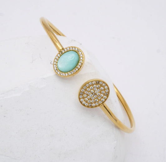 CRYSTAL STONE BANGLE - AQUA